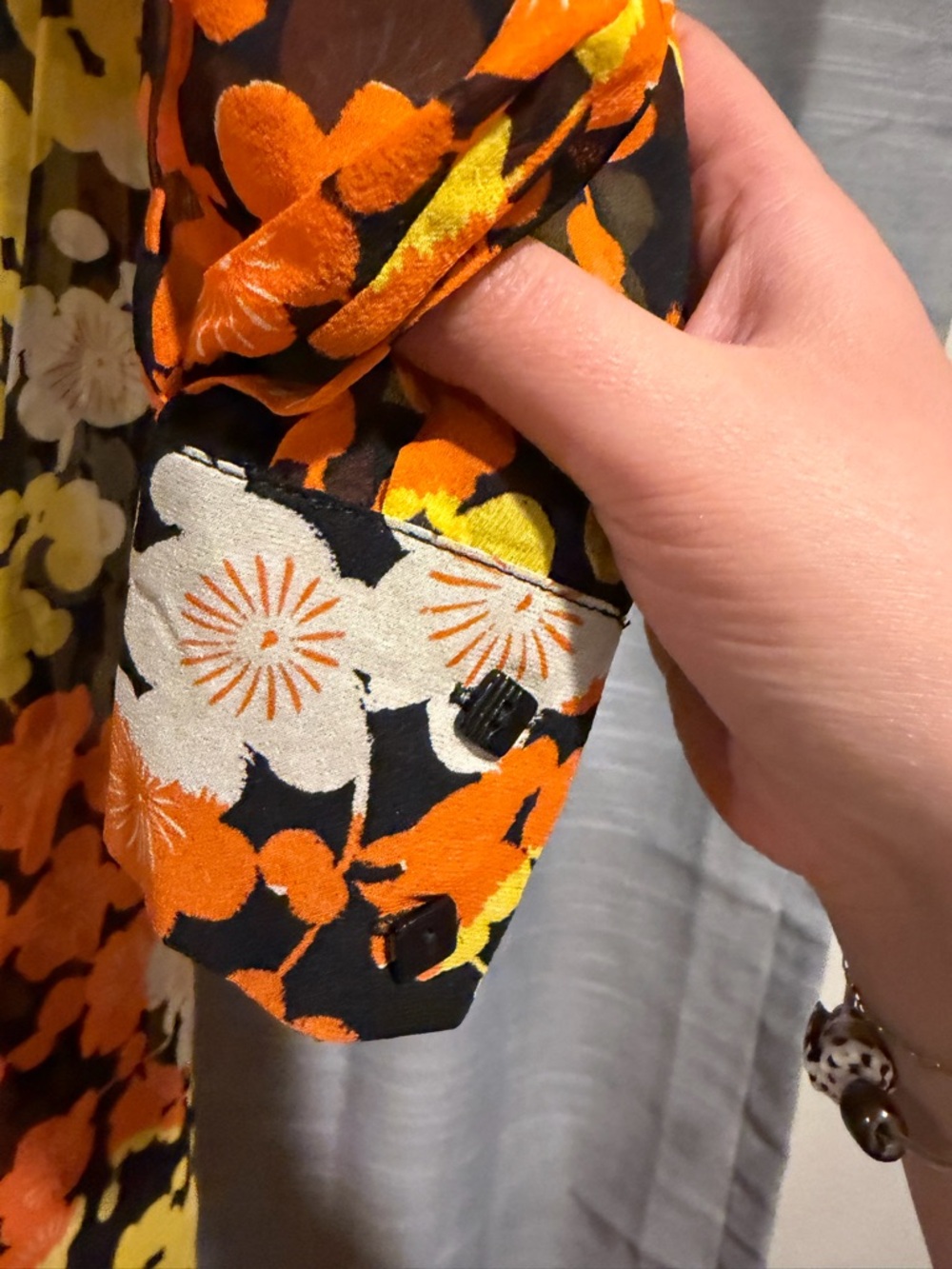 Alexander McQueen Floral Midi Dress in Yellow, Orange & Black - Picture 3 of 9